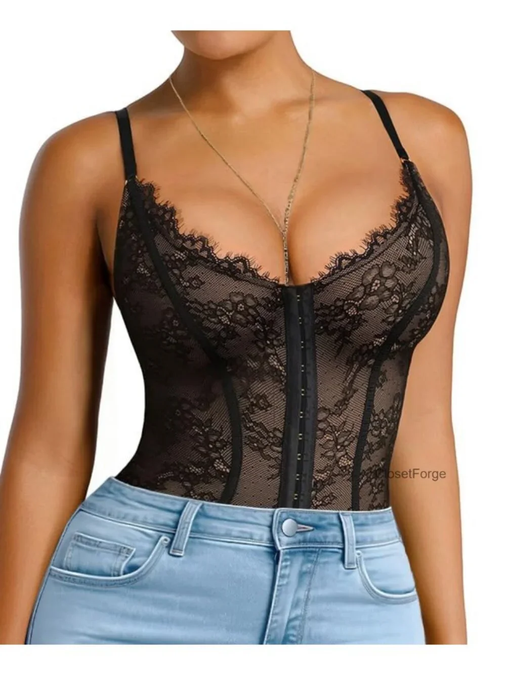 Lace Shapewear Bodysuit for Women Tummy Control Thong Backless